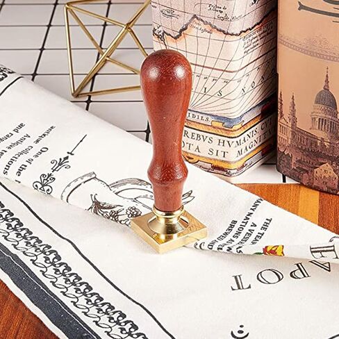 CRASPIRE Wax Seal Stamp Book Vintage Sealing Wax Stamps Coffee Rectangle Removable Brass Head Sealing Stamp with Wooden Handle for Wedding Invitations Valentine's Day Gift Wrap in Kuwait
