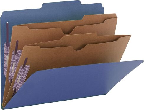 Smead Pressboard Classification File Folder with SafeSHIELD Fasteners, 2 Pocket Dividers, 2" Expansion, Letter Size, Green, 10 per Box (14083) in Kuwait