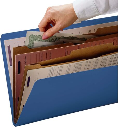 Smead Pressboard Classification File Folder with SafeSHIELD Fasteners, 2 Pocket Dividers, 2" Expansion, Letter Size, Green, 10 per Box (14083) in Kuwait