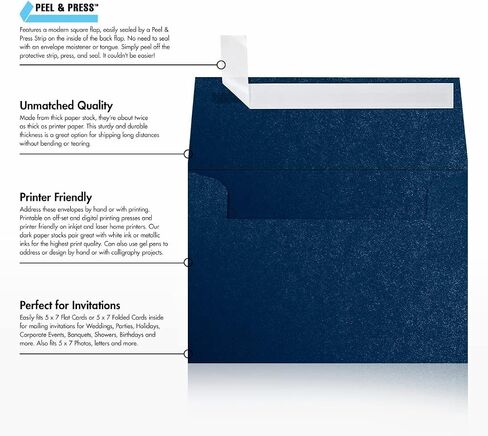 مظاريف دعوة LUXPaper A7 | قشر واضغط | 5 1/4 بوصة × 7 1/4 بوصة | اللازورد ميتاليك - ستاردريم | 81 رطل. نص | 50 الكمية in Saudi Arabia