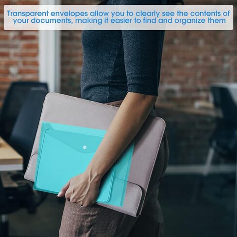 Rovepic 48 Pack Plastic Envelopes File Bag A4 Letter Size Translucent Color Premium Quality Clear Document Folders with Snap Closure for Student Teacher School Office Supplies 9.2 x 12.9 Inch in Saudi Arabia