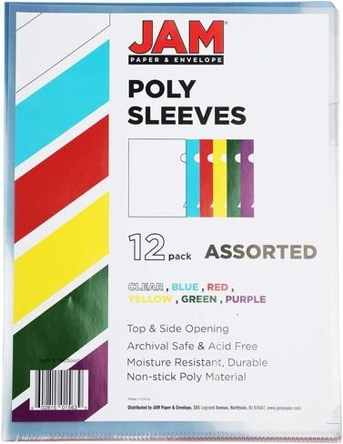 JAM PAPER Plastic Sleeves - Legal Size - 9 x 14 1/2 - Clear Project Pockets - 12 Page Protectors/Pack in Kuwait