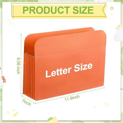 Fainne 12 Pcs Large Expanding File Pocket Folder Organizers 7'' Expansion Expanding File Folders Letter Size for Organizing Files Documents Home Office, 9.06 x 11.89 Inches, Assorted Colors in Saudi Arabia