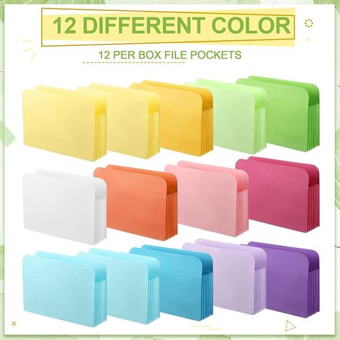 Fainne 12 Pcs Large Expanding File Pocket Folder Organizers 7'' Expansion Expanding File Folders Letter Size for Organizing Files Documents Home Office, 9.06 x 11.89 Inches, Assorted Colors in Saudi Arabia