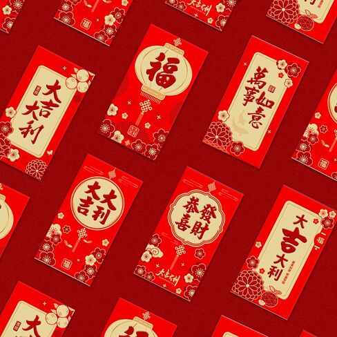 12Pcs Chinese New Year Red Envelopes 2023 Chinese Red Envelopes 2023 Red Pocket Envelopes Chinese New Year Hong Bao Packet Lucky Money Pockets Money Envelopesfor Spring Festival (Large 12Pcs) in Saudi Arabia