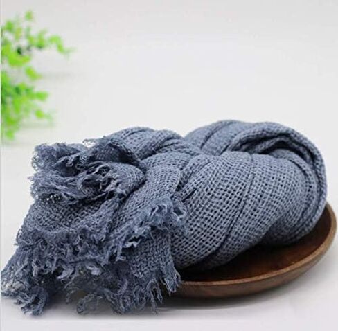 Luxury Baby Photography Props Blanket Newborn Photo Shoot Outfits Blanket Knitted Baby Photo Props Wrap Swaddle (Denim Blue) in Saudi Arabia