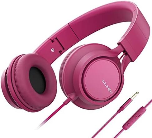 AILIHEN C8 Kids Headphones Wired with Microphone and Volume Control Folding Lightweight Corded Headset for Boy Girls School Cellphones Tablets Chromebook Smartphone Laptop Computer Mp3/4 (Grey/Mint) in Saudi Arabia