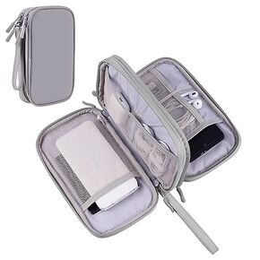 Cables Organizer for Travel Pouch and Storage Tech Accessories Electronics Cords Charger iPhone Keys Power Bank Money Hard Drive Cases (Black-Soft-M)