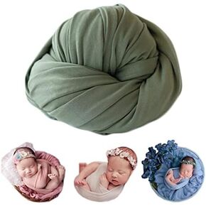 Coberllus Newborn Baby Photo Props Blanket Stretch Without Wrinkle Wrap Swaddle for Boy Girls Photography Shoot (Green) in Saudi Arabia