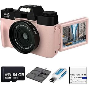 مجموعة كاميرا رقمية Acuvar 4K 48MP للتصوير الفوتوغرافي، ومدونات الفيديو على YouTube مع شاشة قابلة للطي، وواي فاي، وعدسة زاوية واسعة، ومرشحات، وبطاقات SD صغيرة 2X سعة 64 جيجابايت، وحامل ثلاثي القوائم مقاس 50 بوصة، وقارئ بطاقات، وميكروفون، وLED والمزيد in Kuwait
