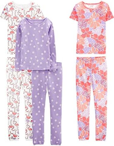 Simple Joys by Carter's Babies, Toddlers, and Girls' 6-Piece Snug-Fit Cotton Pajama Set in Saudi Arabia