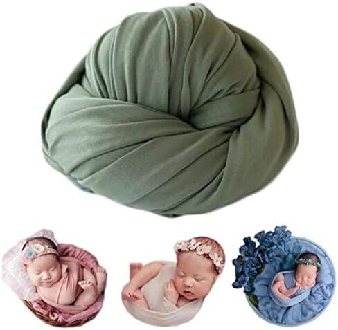 Coberllus Newborn Baby Photo Props Blanket Stretch Without Wrinkle Wrap Swaddle for Boy Girls Photography Shoot (Green) in Saudi Arabia