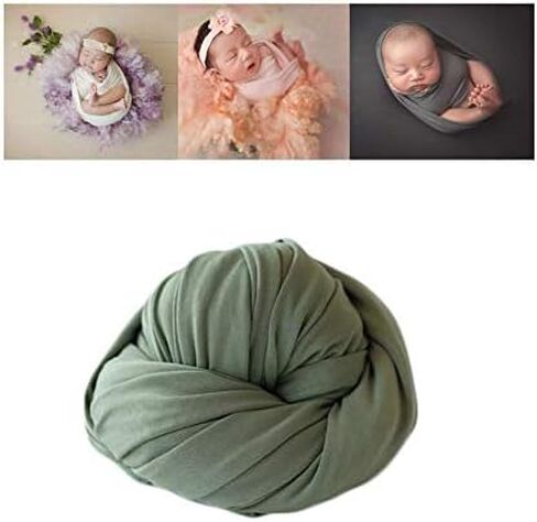Coberllus Newborn Baby Photo Props Blanket Stretch Without Wrinkle Wrap Swaddle for Boy Girls Photography Shoot (Green) in Saudi Arabia