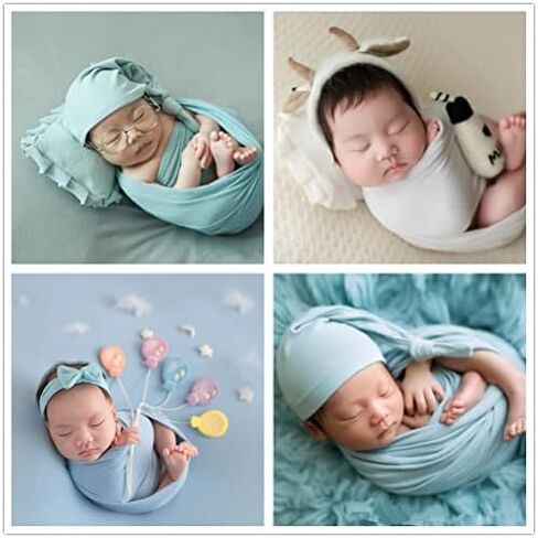 Coberllus Newborn Baby Photo Props Blanket Stretch Without Wrinkle Wrap Swaddle for Boy Girls Photography Shoot (Green) in Saudi Arabia