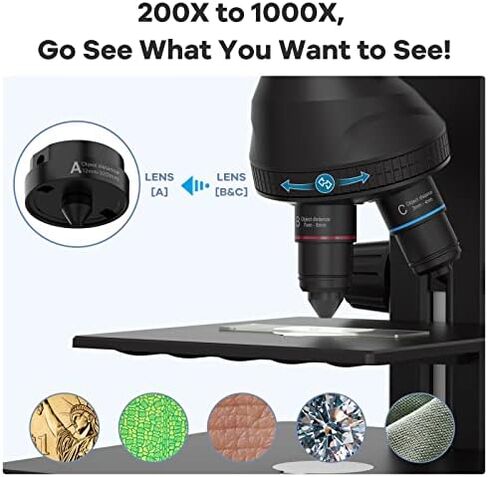 3 عدسات 7 بوصة LCD مجهر رقمي 1000X LINKMICRO LM246 مجهر عملة خطأ للبالغين عرض كامل للعملة المعدنية، مجموعة مجهر العلوم STEM للأطفال الطلاب، الصور والفيديو، بطاقة SD 32 جيجا in Kuwait