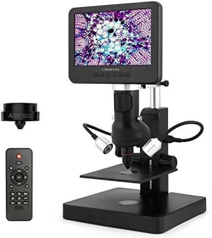 3 عدسات 7 بوصة LCD مجهر رقمي 1000X LINKMICRO LM246 مجهر عملة خطأ للبالغين عرض كامل للعملة المعدنية، مجموعة مجهر العلوم STEM للأطفال الطلاب، الصور والفيديو، بطاقة SD 32 جيجا in Kuwait
