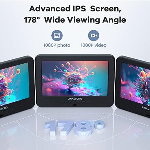 3 عدسات 7 بوصة LCD مجهر رقمي 1000X LINKMICRO LM246 مجهر عملة خطأ للبالغين عرض كامل للعملة المعدنية، مجموعة مجهر العلوم STEM للأطفال الطلاب، الصور والفيديو، بطاقة SD 32 جيجا in Kuwait