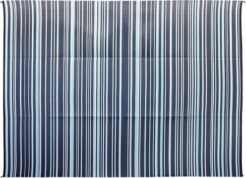 Camco Large Reversible Outdoor Patio Mat, Easy to Clean, Perfect for Picnics, Cookouts, Camping, and The Beach (9' x 12', Green and White Striped Design) (42864) in Saudi Arabia