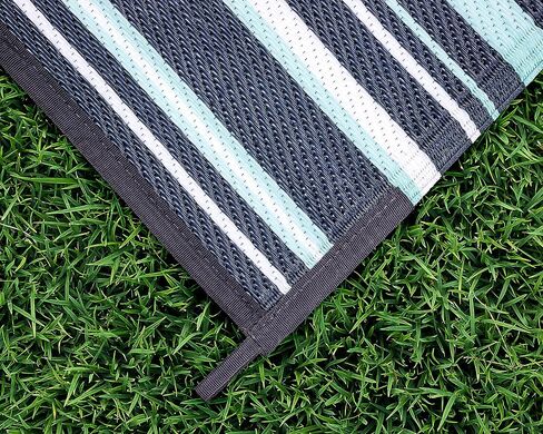 Camco Large Reversible Outdoor Patio Mat, Easy to Clean, Perfect for Picnics, Cookouts, Camping, and The Beach (9' x 12', Green and White Striped Design) (42864) in Saudi Arabia