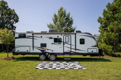 Camco Large Reversible Outdoor Patio Mat - Easy to Clean, Perfect for Picnics, Cookouts, Camping, and The Beach (9' x 12', B/W Checkered Design) (42827) in Saudi Arabia