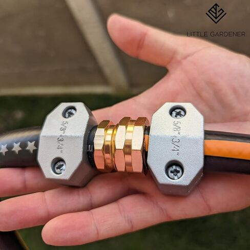 Little Gardener Garden Hose Repair Kit - Heavy Duty All Metal Body - 3/4 and 5/8 Garden Hose Fittings - Female and Male Water Hose End Replacement - Hose Fix Set to Connect to Outside Water Hose Bib in Saudi Arabia