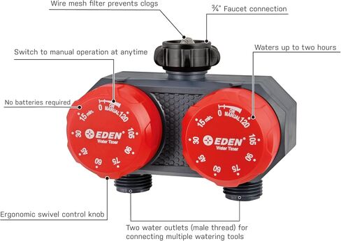 Eden 25118 1-Zone Mechanical Watering Timer, Red, Grey in Kuwait