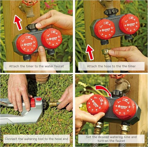 Eden 25118 1-Zone Mechanical Watering Timer, Red, Grey in Kuwait