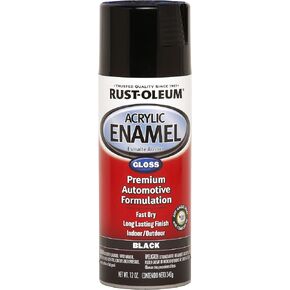 طلاء بخاخ طلاء أكريليك للسيارات من Rust-Oleum 253365، 12 أونصة (عبوة من قطعة واحدة)، أسود لامع، 12 أونصة سائلة