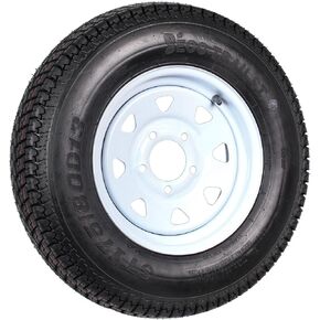 eCustomRim 2-Pk Trailer Tires Rims ST175/80D13 175/80 13 B78-13 LRC 5 Lug White Spoke Wheel in Saudi Arabia