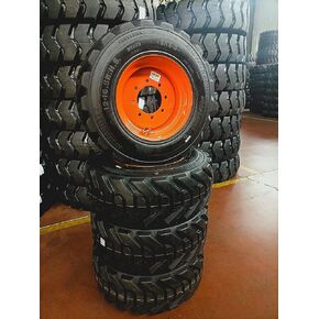 HORSESHOE 12-16.5 16PLY Super Heavy Duty Tire mounted on 16.5x9.75 Wheel 4" Offset 8x8" Bolt Orange w/Brass Valve Stem & Stem Protector 12x16.5 9.75x16.5 (2) in Kuwait