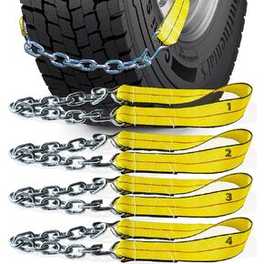 Offroad Snow Chains Alternative Traction Device For Semis & Large Trucks Easy Setup With Durable Strap & Chain Design A Perfect Truckers Gift & Long Haul Emergency Kit Addition 4 Piece Set in Saudi Arabia