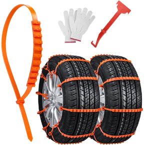 سلاسل الثلج العالمية من أوزيرال، 12 قطعة في حالات الطوارئ في الشتاء، سلاسل إطارات مضادة للانزلاق قابلة للتعديل تناسب معظم السيارات والشاحنات وسيارات الدفع الرباعي وسلاسل جر الإطارات القابلة لإعادة الاستخدام أوتار سميكة (برتقالي) in Kuwait