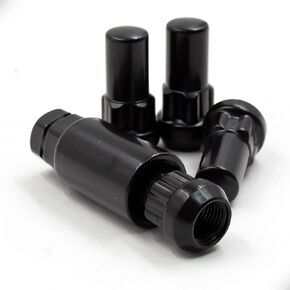 Wheel Accessories Parts M14 1.5 14x1.5 Thread Closed End Bulge 1.38" Long Locking Wheel Lug Nuts Lock Black Dual Hex Key 13/16" & 3/4" Fits 2015 + Mustang 2005 + Challenger Charger 300C 2011 + Camaro