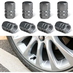 Zicine 8 PCS Car Tire Valve Stem Caps, Aluminum Alloy Wheel Valve Covers with Rubber O-Ring, Corrosion Resistant Leak-Proof Tire Air Cap Set, Universal for SUV, Truck, Motorcycle, Bike (Black) in Saudi Arabia