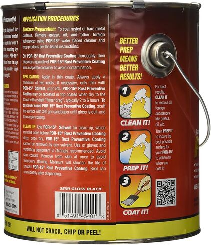 POR-15 Rust Preventive Coating, Stop Rust and Corrosion Permanently, Anti-rust, Non-porous Protective Barrier, 128 Fluid Ounces, Gray in Kuwait