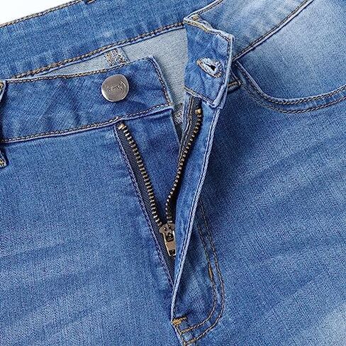 vanberfia Women Mid Waist Stretchy Patchwork Denim Pants Jeans… in Kuwait