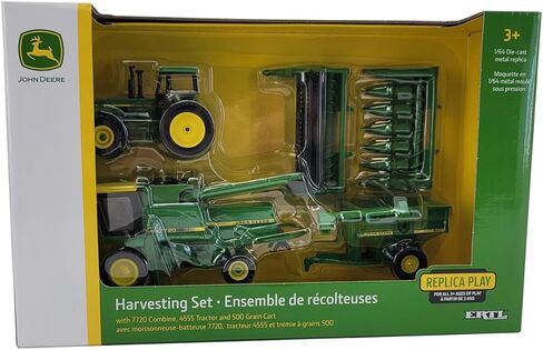 John Deere 1/64 Scale 5 pc Harvesting Set 4555 Tractor, 7720 Combine w/2 Heads, 500 Grain Cart in Saudi Arabia