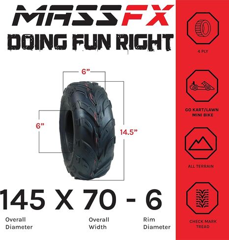 إطار MASSFX Go-Kart ATV - 145/70-6 - تصنيف 4 طبقات - عمق مداس 6 مم - 145x70x6 in Kuwait