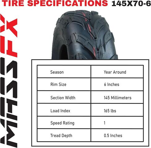 إطار MASSFX Go-Kart ATV - 145/70-6 - تصنيف 4 طبقات - عمق مداس 6 مم - 145x70x6 in Kuwait
