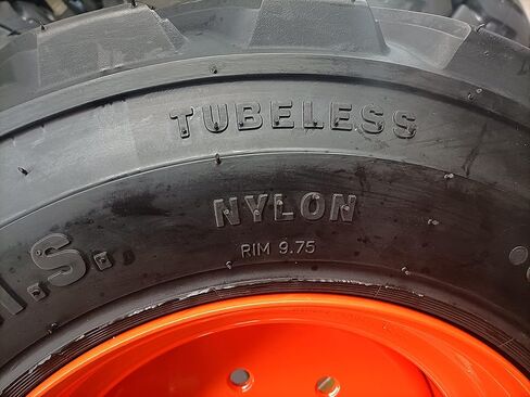 HORSESHOE 12-16.5 16PLY Super Heavy Duty Tire mounted on 16.5x9.75 Wheel 4" Offset 8x8" Bolt Orange w/Brass Valve Stem & Stem Protector 12x16.5 9.75x16.5 (2) in Kuwait