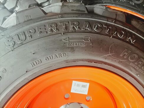 HORSESHOE 12-16.5 16PLY Super Heavy Duty Tire mounted on 16.5x9.75 Wheel 4" Offset 8x8" Bolt Orange w/Brass Valve Stem & Stem Protector 12x16.5 9.75x16.5 (2) in Kuwait