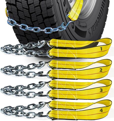 Offroad Snow Chains Alternative Traction Device For Semis & Large Trucks Easy Setup With Durable Strap & Chain Design A Perfect Truckers Gift & Long Haul Emergency Kit Addition 4 Piece Set in Saudi Arabia