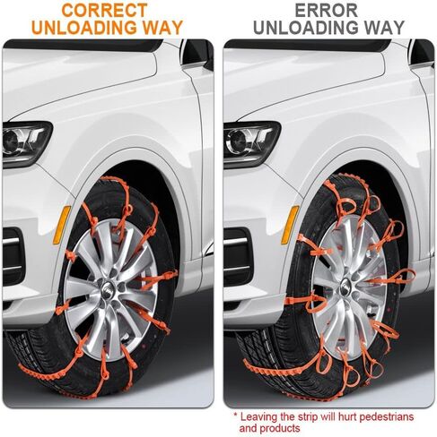 Oziral Universal Snow Chains, 12PCS Emergency in Winter Adjustable Anti-Skid Tire Chains Fit for Most Car, Truck, SUV, Reusable Tire Traction Chains Thickened Tendons (Orange) in Kuwait