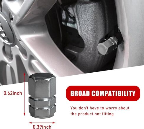 Zicine 8 PCS Car Tire Valve Stem Caps, Aluminum Alloy Wheel Valve Covers with Rubber O-Ring, Corrosion Resistant Leak-Proof Tire Air Cap Set, Universal for SUV, Truck, Motorcycle, Bike (Black) in Kuwait