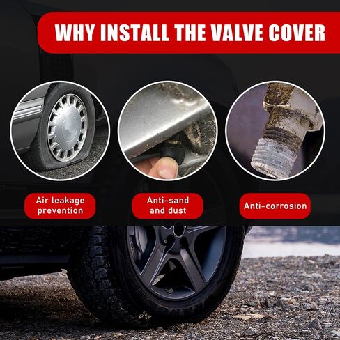 Zicine 8 PCS Car Tire Valve Stem Caps, Aluminum Alloy Wheel Valve Covers with Rubber O-Ring, Corrosion Resistant Leak-Proof Tire Air Cap Set, Universal for SUV, Truck, Motorcycle, Bike (Black) in Kuwait