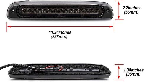 استبدال ضوء الفرامل الثالث LED لـ 1999-2016 Ford F250 F350 Super Duty 95-03 Ranger Red LED Strobe Rear 3rd مركز الفرامل مصباح إيقاف التثبيت العالي + مجموعة إضاءة البضائع البيضاء عدسة اليورو المدخنة in Saudi Arabia