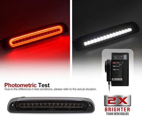 استبدال ضوء الفرامل الثالث LED لـ 1999-2016 Ford F250 F350 Super Duty 95-03 Ranger Red LED Strobe Rear 3rd مركز الفرامل مصباح إيقاف التثبيت العالي + مجموعة إضاءة البضائع البيضاء عدسة اليورو المدخنة in Saudi Arabia