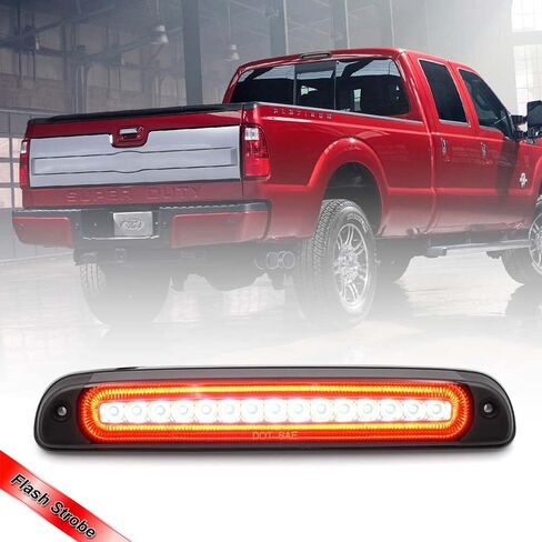 استبدال ضوء الفرامل الثالث LED لـ 1999-2016 Ford F250 F350 Super Duty 95-03 Ranger Red LED Strobe Rear 3rd مركز الفرامل مصباح إيقاف التثبيت العالي + مجموعة إضاءة البضائع البيضاء عدسة اليورو المدخنة in Saudi Arabia