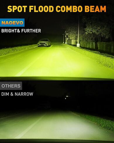 شريط إضاءة LED 6 بوصة من NAOEVO، مصابيح قيادة LED بقدرة 50 وات 4000 لومن، مجموعة إضاءة للبقع والفيضان، مصابيح ضباب LED - مصابيح الطرق الوعرة للشاحنات/السيارات/سيارات الجيب/القارب، قطعتان (أبيض) in Kuwait