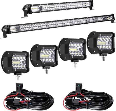 طقم شريط إضاءة LED مكون من 8 قطع، شريط إضاءة للطرق الوعرة بصف مزدوج، مصباح قيادة ضوء الضباب مع مجموعة أسلاك 12 فولت، ضوء LED للشاحنات ATV UTV SUV، قارب بيك اب (40 بوصة، 20 بوصة) in Kuwait